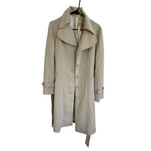 NWT Krafty Women's Beige Button-Up Trench Coat Medium